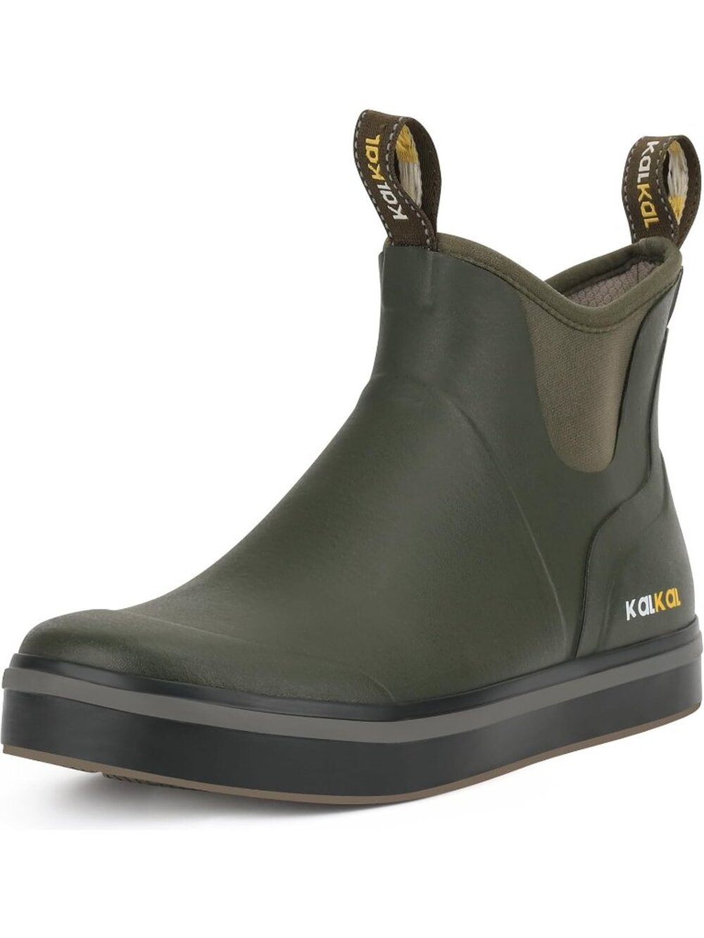 🆕Men's Dark Green Deck Boots Anti-Slip Saltwater Fishing Rain Boots Waterproof
